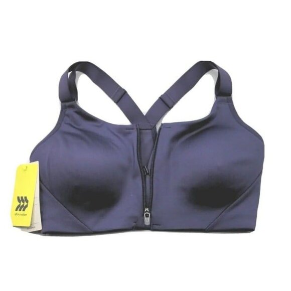 All in Motion Womens Sports Bra High Support Zip Front Racerback Purple Size 34C - Picture 5 of 10